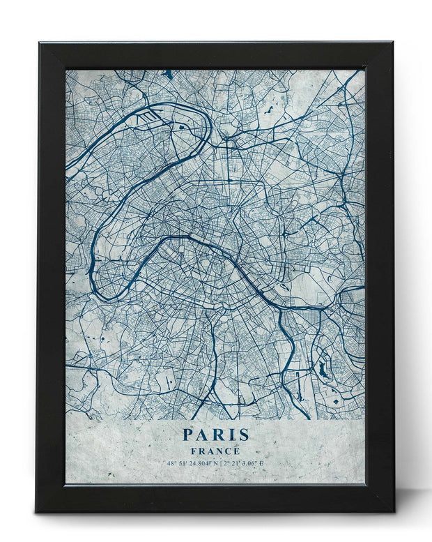 PARIS CITY MAP WALL ART VINTAGE ART WORK GALLERY WALL POSTER MAP COLLECTION