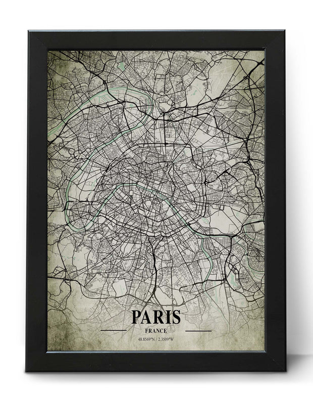 PARIS CITY MAP WALL ART DECOR VINTAGE PRINT ART POSTER MAP COLLECTION