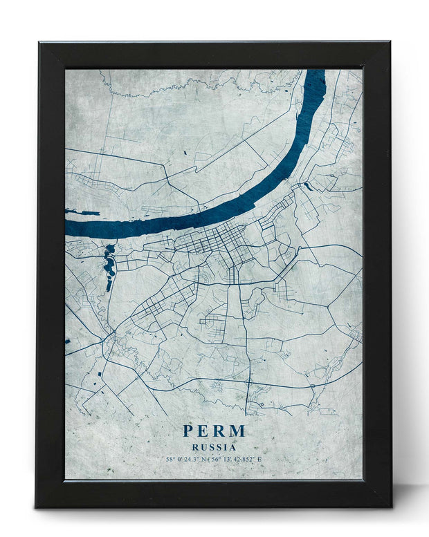 PERM CITY MAP WALL ART WORK VINTAGE WALL GALLERY ART POSTER MAP COLLECTION