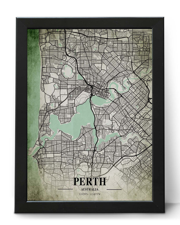 PERTH CITY MAP WALL ART PRINT UNIQUE VINTAGE ART POSTER MAP COLLECTION