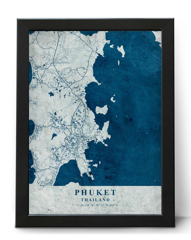 PHUKET CITY MAP WALL ART GALLERY VINTAGE WALL ART POSTER MAP COLLECTION