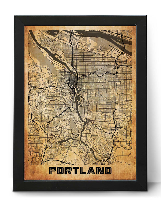 PORTLAND CITY MAP WALL ART WORK VINTAGE WALL HANGING POSTER MAP COLLECTION