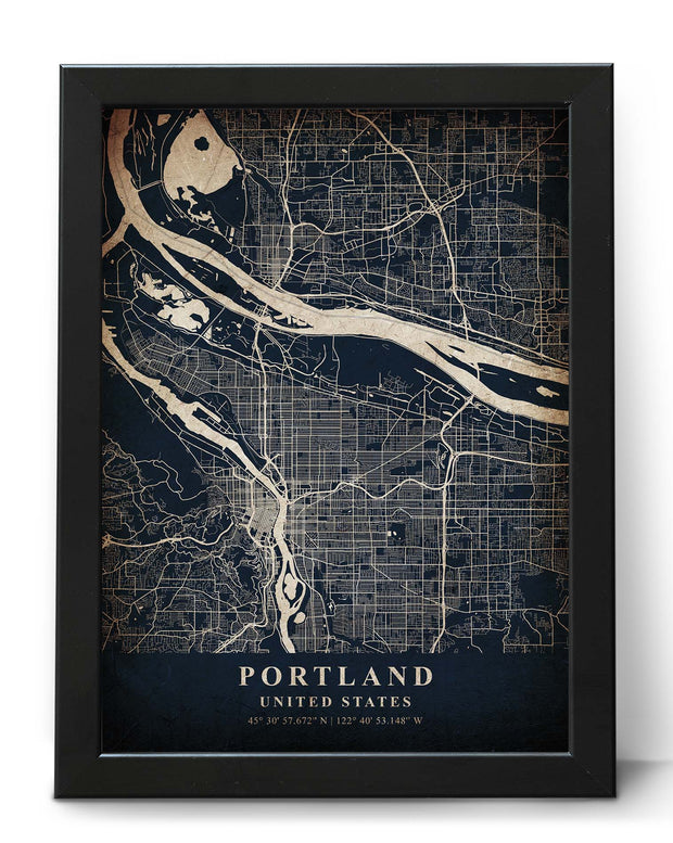 PORTLAND CITY MAP WALL ART HANGING VINTAGE ART WORK POSTER MAP COLLECTION