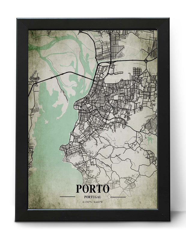 PORTO CITY MAP WALL ART GALLERY VINTAGE ART WORK POSTER MAP COLLECTION