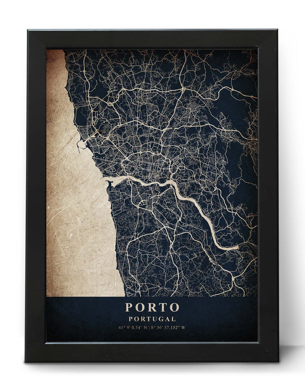 PORTO CITY MAP WALL ART VINTAGE ART WORK PRINT POSTER MAP COLLECTION