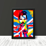 Queen Freddie Mercury Abstract style Wall Art Poster Print UK flag backdrop