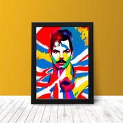 Queen Freddie Mercury Abstract style Wall Art Poster Print UK flag backdrop