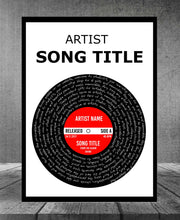 Song Lyric Print Custom Poster, Personalised Vinyl Record Art, Band