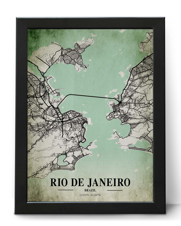 RIO DE JANEIRO CITY MAP WALL ART VINTAGE ART WORK POSTER MAP COLLECTION