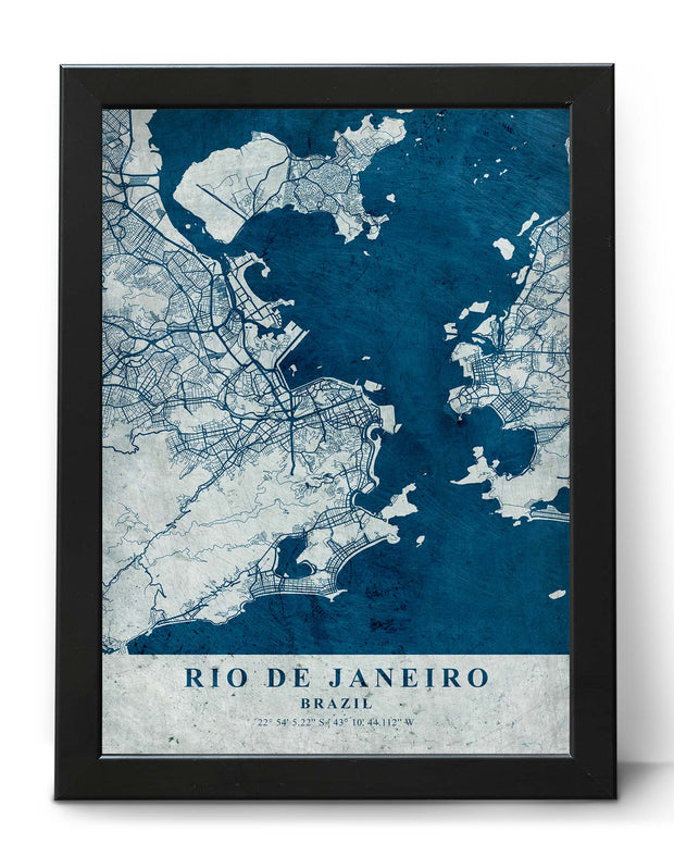 RIO DE JANEIRO CITY MAP WALL ART PRINT VINTAGE WALL POSTER MAP COLLECTION