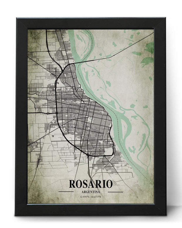 ROSARIO CITY MAP WALL ART VINTAGE POSTER ART GALLERY POSTER MAP COLLECTION