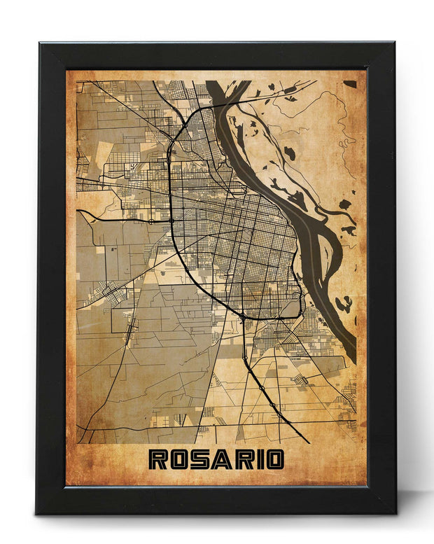 ROSARIO CITY MAP WALL ART CANVAS VINTAGE UNIQUE WALL POSTER MAP COLLECTION