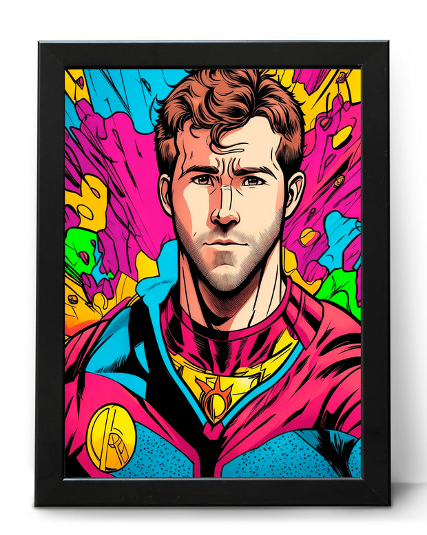 Ryan Reynolds Superhero Comic Book Style Poster Print