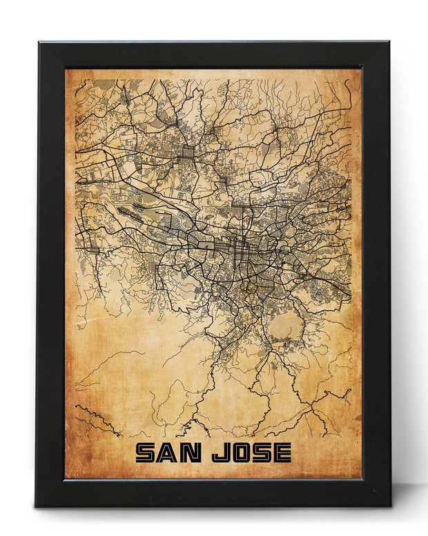 SAN JOSE CITY MAP WALL ART VINTAGE UNIQUE PRINT ART POSTER MAP COLLECTION