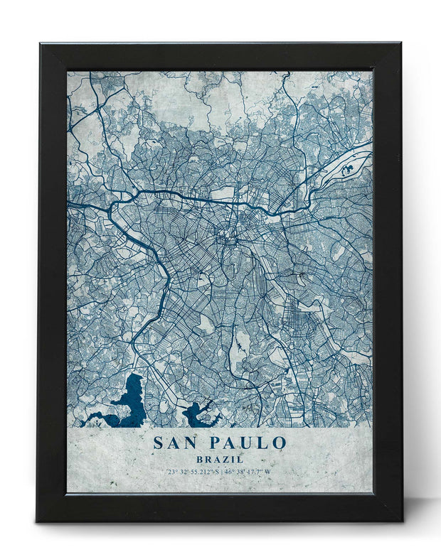 SAN PAULO CITY MAP WALL ART VINTAGE PRINT WALL ART POSTER MAP COLLECTION