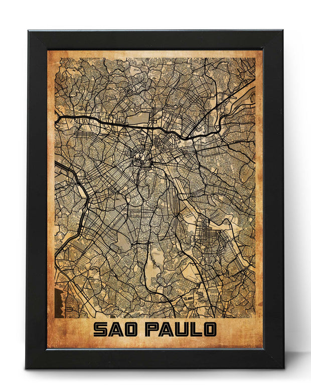 SAO PAULO CITY MAP WALL ART VINTAGE DESIGN PRINT ART POSTER MAP COLLECTION