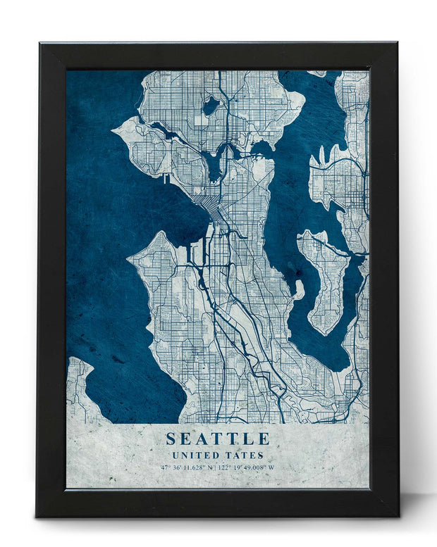 SEATTLE CITY MAP WALL ART VINTAGE WALL DECOR ART POSTER MAP COLLECTION