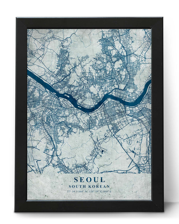 SEOUL CITY MAP WALL ART WORK VINTAGE WALL DECOR ART POSTER MAP COLLECTION