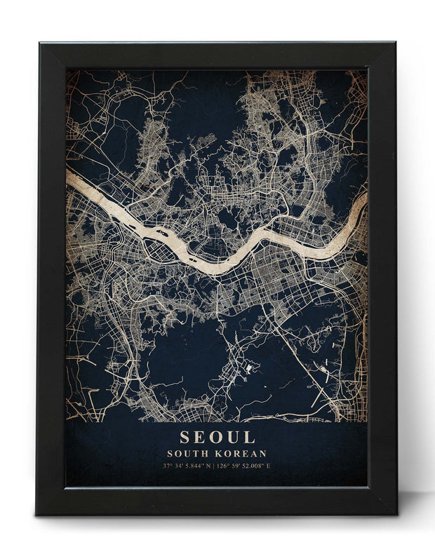 SEOUL CITY MAP WALL ART VINTAGE PRINT ART WORK POSTER MAP COLLECTION