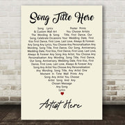 Custom Song Lyric Poster Prints Heart Wall Art - Any Song - A4 & A3 Plain