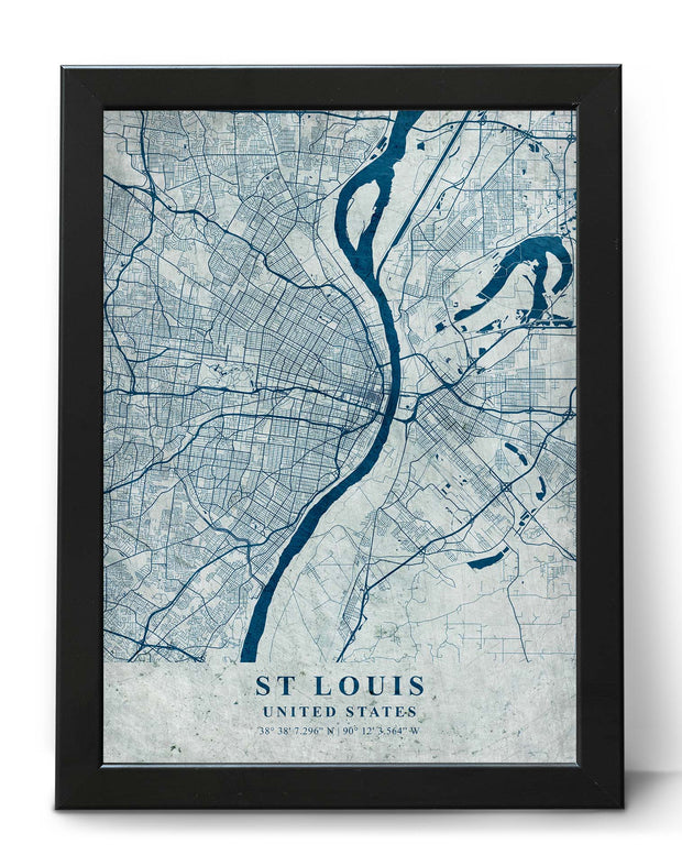 ST LOUIS CITY MAP WALL ART VINTAGE DECOR ART WORK POSTER MAP COLLECTION