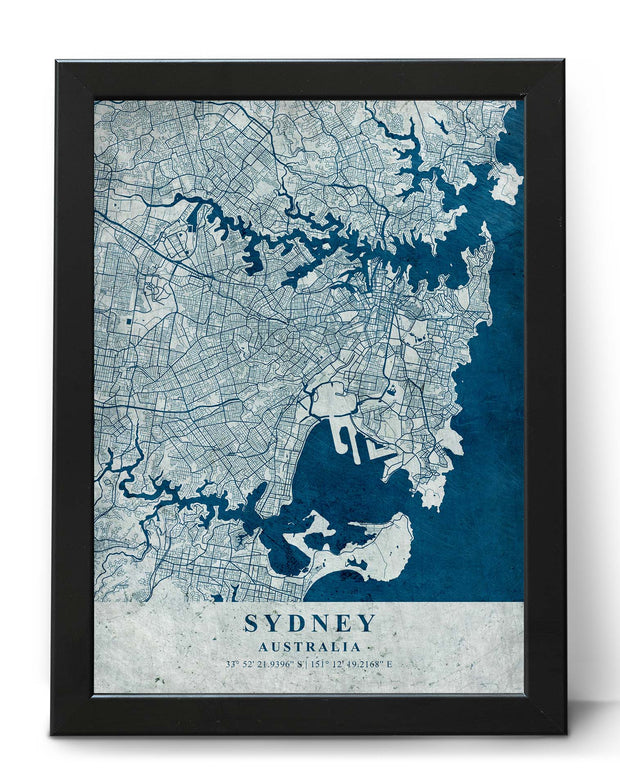 SYDNEY CITY MAP WALL ART VINTAGE ART WORK GALLERY POSTER MAP COLLECTION