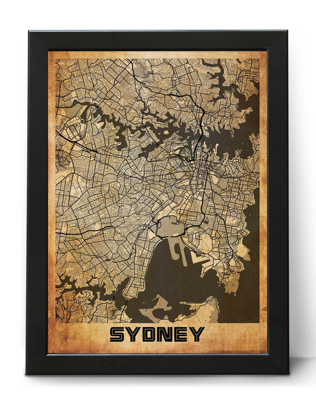 SYDNEY CITY MAP WALL ART VINTAGE CANVAS DESIGN WALL POSTER MAP COLLECTION