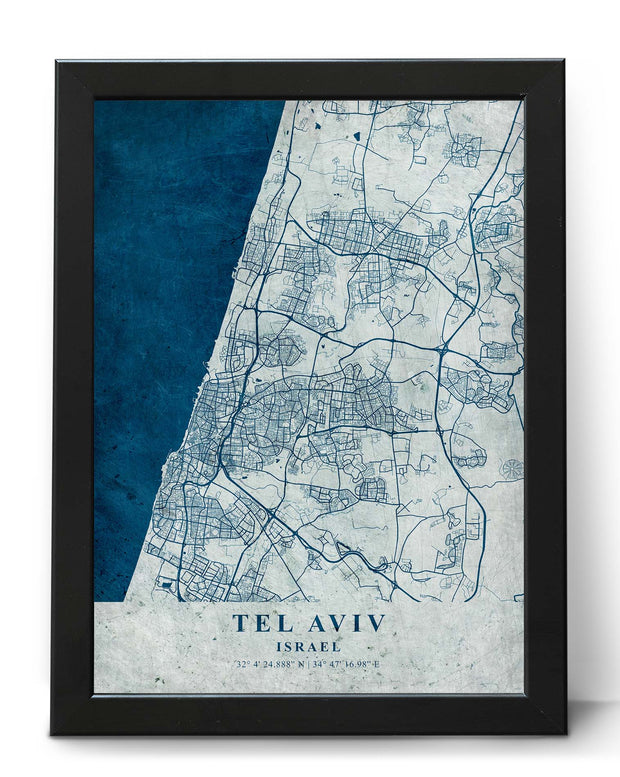 TEL AVIV CITY MAP WALL ART VINTAGE ART WALL GALLERY POSTER MAP COLLECTION