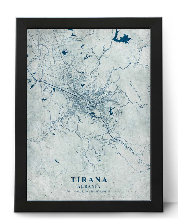 TIRANA CITY MAP WALL ART VINTAGE DECOR WALL GALLERY POSTER MAP COLLECTION