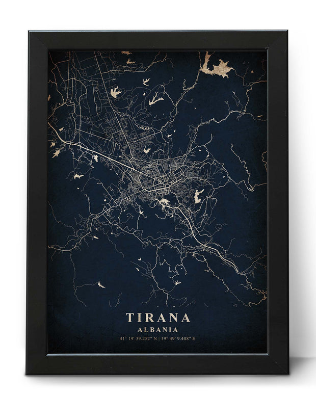 TIRANA CITY MAP WALL PRINT VINTAGE ART WORK UNIQUE POSTER MAP COLLECTION