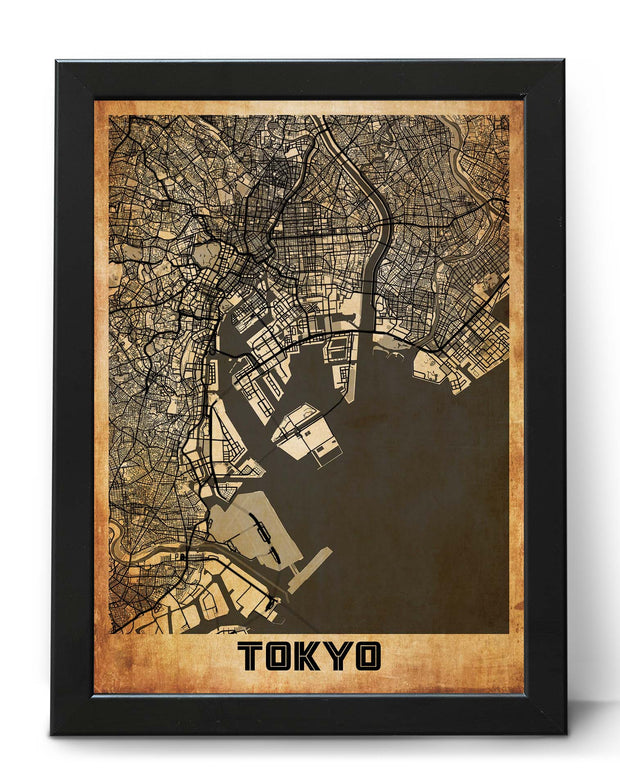 TOKYO CITY MAP WALL ART VINTAGE WALL FRAME UNIQUE ART POSTER MAP COLLECTION