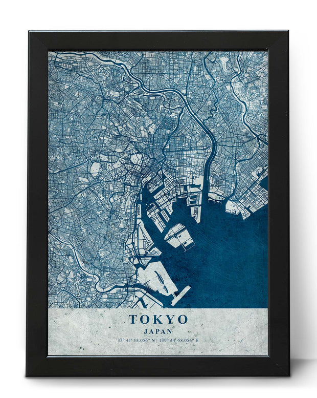 TOKYO CITY MAP WALL ART VINTAGE WALL WORK GALLERY POSTER MAP COLLECTION