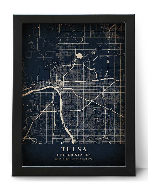 TULSA CITY MAP WALL ART GALLERY VINTAGE DECOR ART POSTER MAP COLLECTION