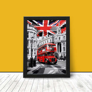 London Architecture & Red Bus Contrasting Cityscape Travel Wall Art Poster Print