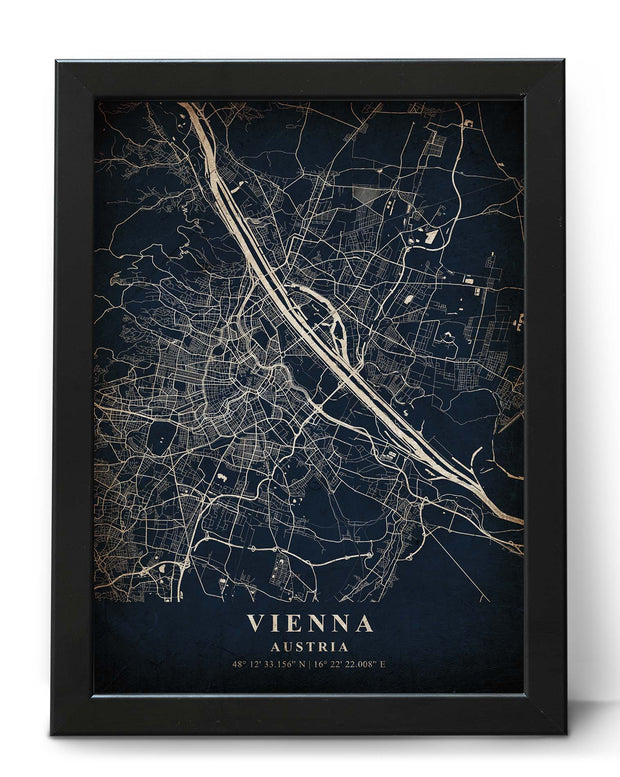 VIENNA CITY MAP WALL ART GALLERY HANGING VINTAGE ART POSTER MAP COLLECTION