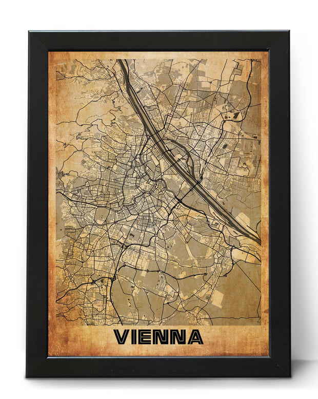 VIENNA CITY MAP WALL ART CANVAS VINTAGE UNIQUE ART POSTER MAP COLLECTION