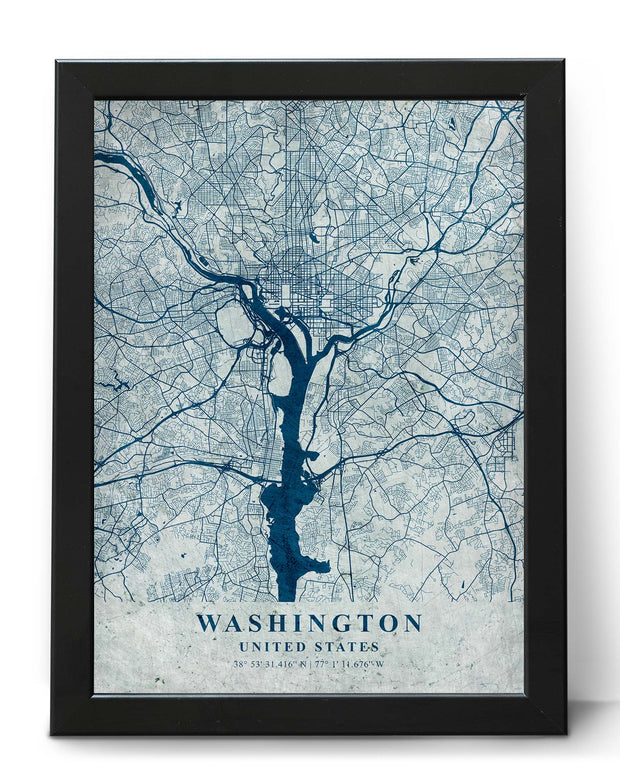 WASHINGTON CITY MAP WALL ART VINTAGE CANVAS ART POSTER MAP COLLECTION