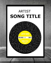 Song Lyric Print Custom Poster, Personalised Vinyl Record Art, Band