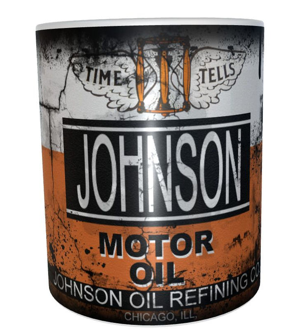 Johnson motor oil mug 11oz ceramic mug gift distressed retro oil for mechanic