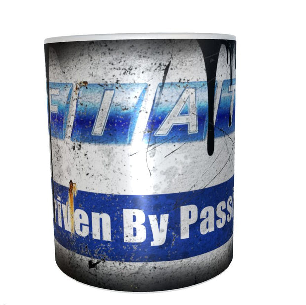 Fiat car motor oil mug 11oz ceramic mug gift for mechanic distressed retro oil