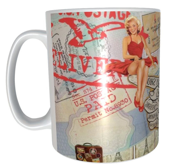 Vintage postcard americana retro design mug 11oz ceramic mug gift for her xmas