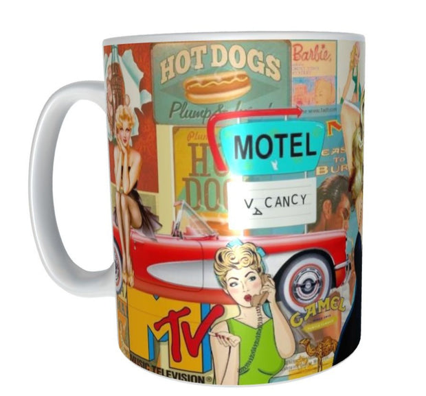 Retro americana pop art design mug 11oz ceramic mug gift for him her xmas