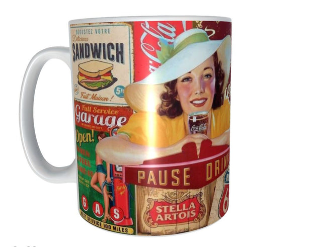 Retro americana pop art xmas design mug 11oz ceramic mug gift for him her