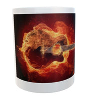 Guitar on fire music lover Mug Cup Novelty Rude 11oz mug gift / present