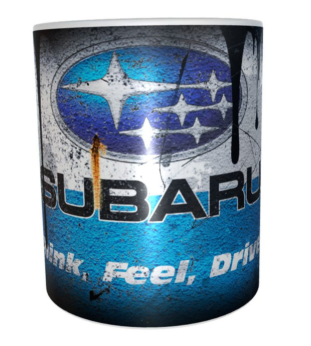 Suburu car design oil mug 11oz ceramic mug gift for men distressed retro xmas